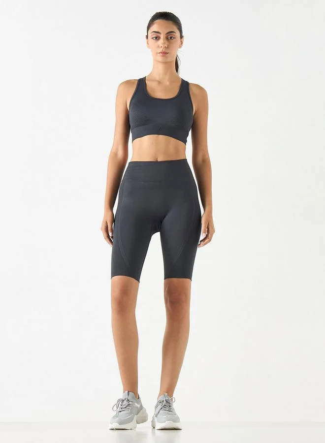 ADOT by Splash Textured Seamless Sports Bra with Cross Back Strap