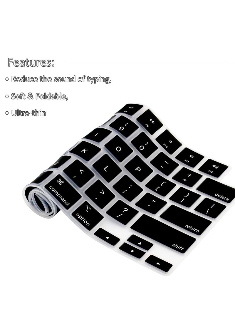 Generic Keyboard Cover Skin Compatible for MacBook Air 15.3" M2 A2941/M3 A3114/M4 A3241, MacBook Air 13.6 M4 A3240/A2681 M2/M3 A3113, MacBook Pro 14 A3112/A3185/A3401/A2442/A2779/A2992/A2918 M1 M2 Pro/Max M3 M4 & MacBook Pro 16 A3403 A3186 A2991 A2485 A2780,Black  - Image 1
