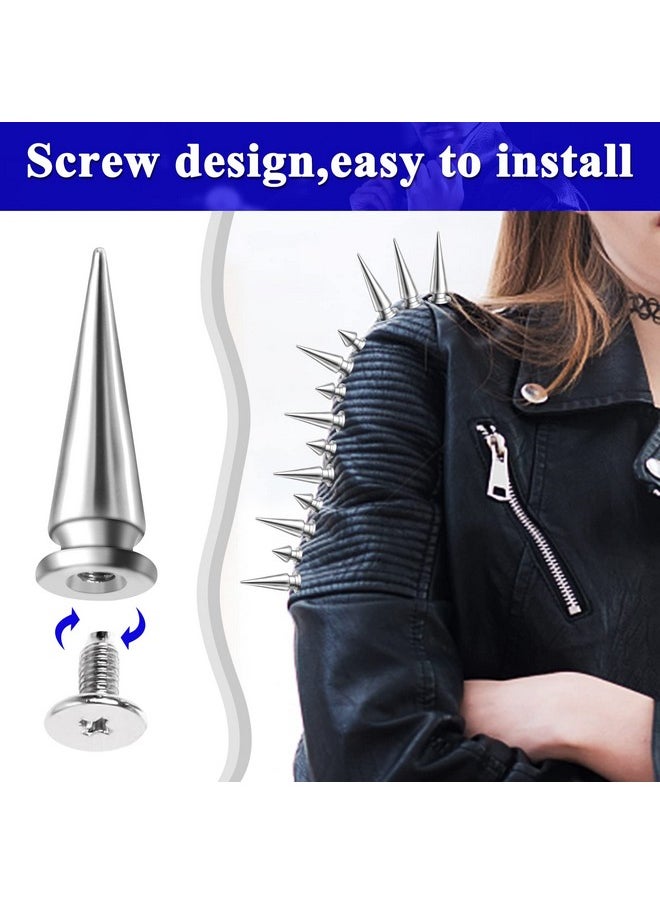 Hapy Shop - 200 Sets Cone Spikes And Studs Silver Screwback Studs Rivets Metal Tree Spikes Studs Punk Spikes For Leather Craft Clothing Shoes Accessories Diy Craft Decoration,Multiple Sizes In A Box - Image 1