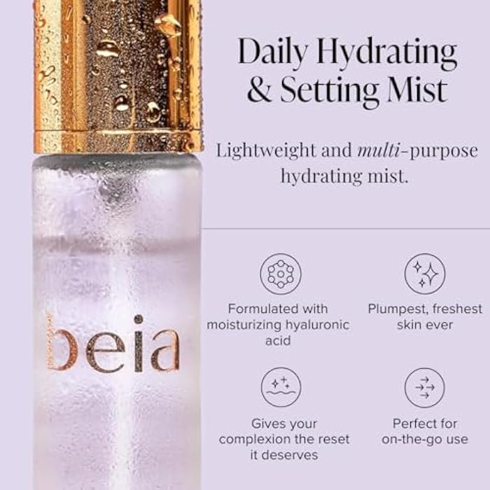 Beia Setting Spray with Hyaluronic Acid for Sensitive Skin - Hydrating Face Mist for Early Morning & Post Shower Glow - Moisturizing Finishing Spray for Makeup - Non Comedogenic Travel Size 1.7 Fl Oz - Image 2