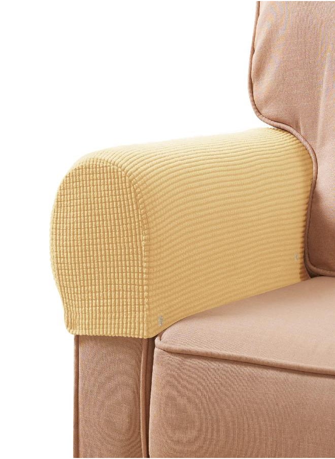 subrtex subrtex Stretch Armrest Covers Spandex Arm Covers for Chairs Couch Sofa Armchair Slipcovers for Recliner Sofa with Twist Pins 2pcs (Khaki)  - Image 3