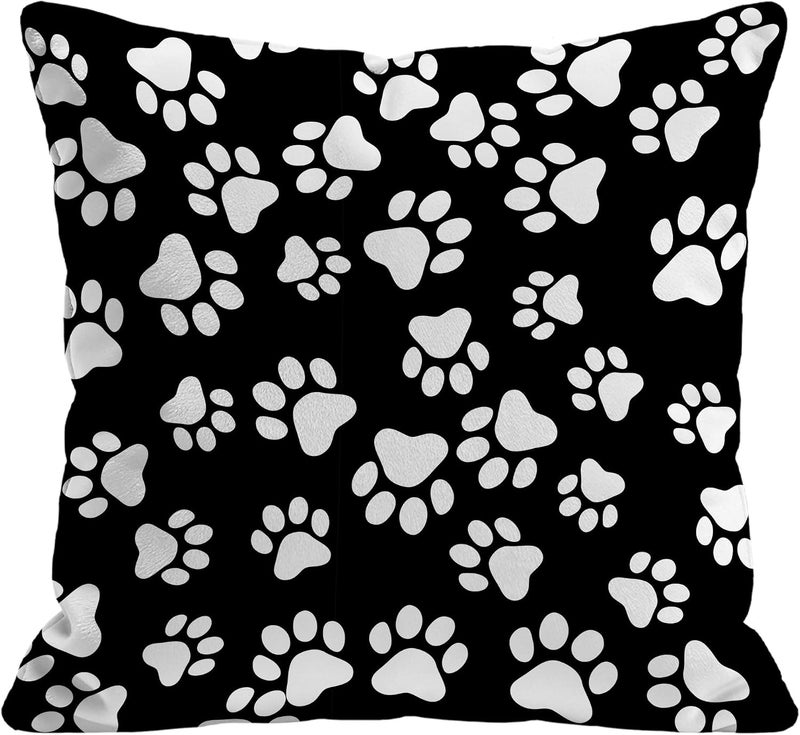 Identiy White Dog Cat Paw Prints Throw Pillow Cover 18x18 Inch Pack of 1,Animal Footprints Decorative Pillow Case, Lumar Cushion Pillow Cover for Home Sofa Couch Indoor Outdoor - Image 1