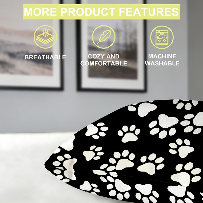 Identiy White Dog Cat Paw Prints Throw Pillow Cover 18x18 Inch Pack of 1,Animal Footprints Decorative Pillow Case, Lumar Cushion Pillow Cover for Home Sofa Couch Indoor Outdoor - Image 4