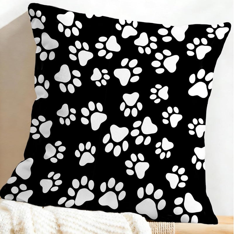 Identiy White Dog Cat Paw Prints Throw Pillow Cover 18x18 Inch Pack of 1,Animal Footprints Decorative Pillow Case, Lumar Cushion Pillow Cover for Home Sofa Couch Indoor Outdoor - Image 5