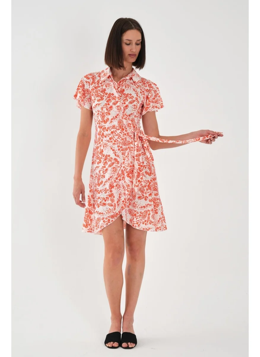 Alexander Gardi Alexandergardi Collar Detail Belted Flounce Dress