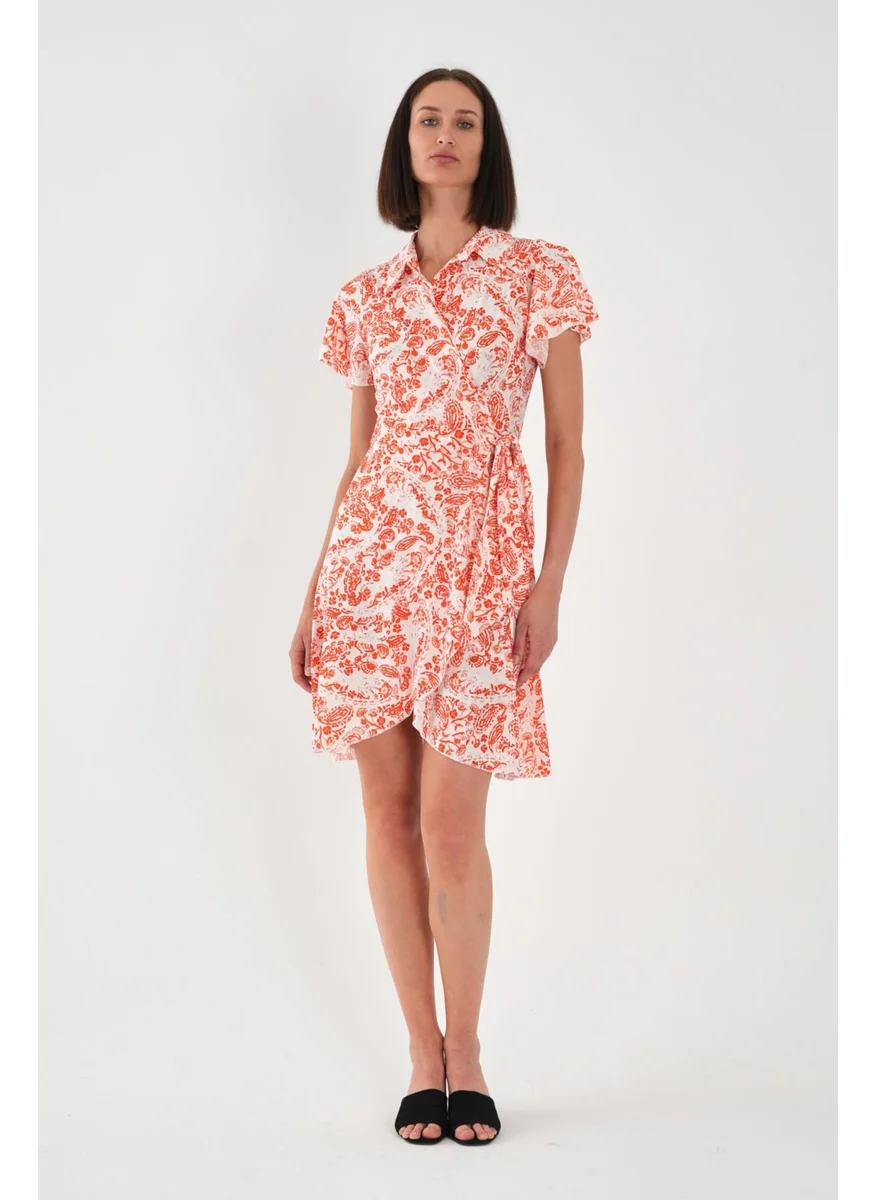 Alexander Gardi Alexandergardi Collar Detail Belted Flounce Dress