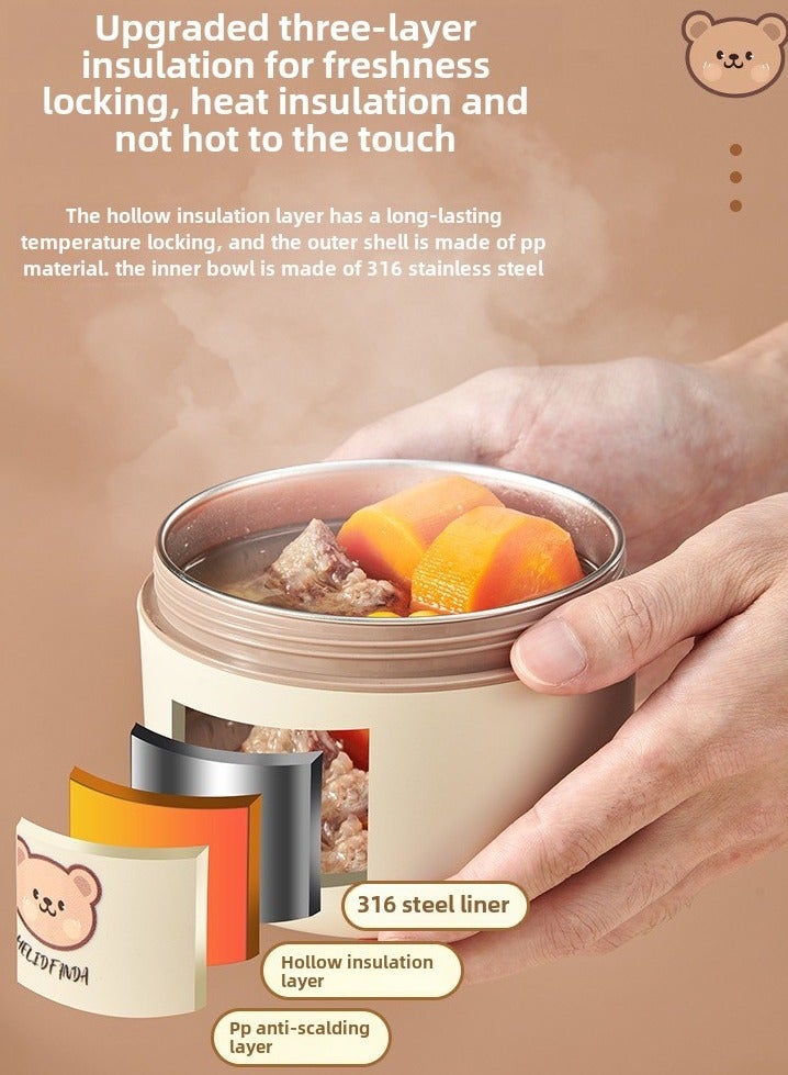 Six-piece stainless steel children's adult lunch box with spoon and chopsticks Microwave oven heating Insulated and portable Waterproof and sealed lunch box - Image 2