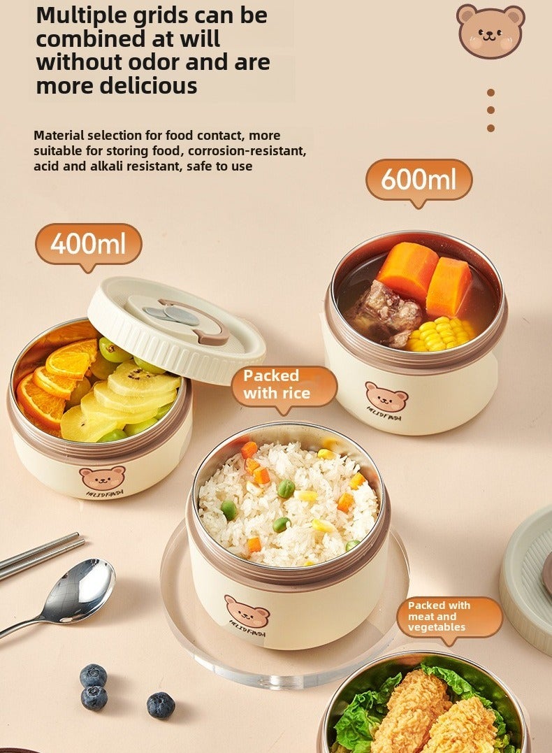 Six-piece stainless steel children's adult lunch box with spoon and chopsticks Microwave oven heating Insulated and portable Waterproof and sealed lunch box - Image 4