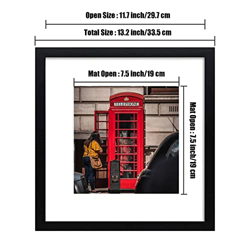 PWTAKO 12x12 Picture Frame Set of 6, Display Pictures 8x8 with Mat or 12x12 Without Mat for Wall Mounting,Black - Image 4