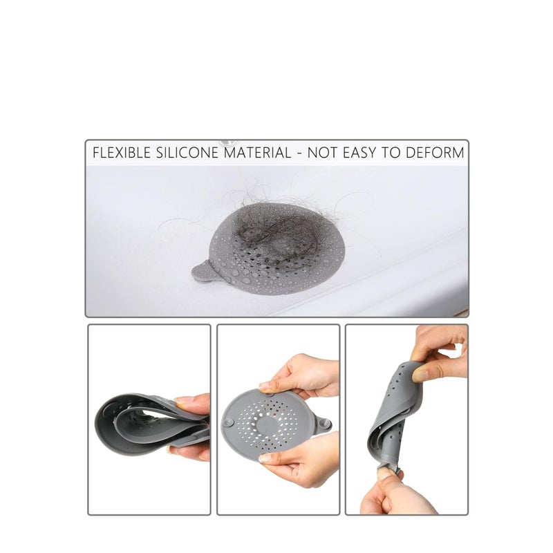 Zikra Shower Drain Hair Catcher, 4 Pcs Silicone Drain Protector, Sink Strainer Protector, with Suction Cups Strainer Trap, Strainer Plug Trap Filter Drain Covers for Sinks Bathroom, Bathtub, Kitchen - Image 3