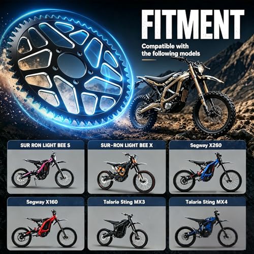 CHANGCHENG 54T Motorcycle Rear Sprocket 420 Pitch 7075 Aviation Aluminum Alloy for Sur Ron Light Bee SX Segway X160X260 Talaria Sting XXXX3 MX3MX4 ERide Pro SSS Rawrr MantisBlack - Image 3