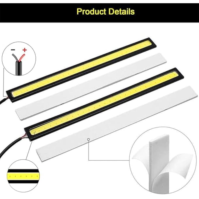 rayihni 12Pcs Daytime Running Light Exterior Car Led Lights Super Bright 12V Underglow Lights Drl Car Led Light Strip Universal Waterproof Cob Drl Running Lamp For Truck Boat Bike Rv Motorcycles - Image 4