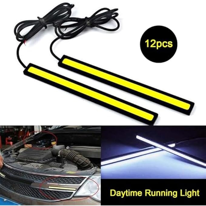 rayihni 12Pcs Daytime Running Light Exterior Car Led Lights Super Bright 12V Underglow Lights Drl Car Led Light Strip Universal Waterproof Cob Drl Running Lamp For Truck Boat Bike Rv Motorcycles - Image 3