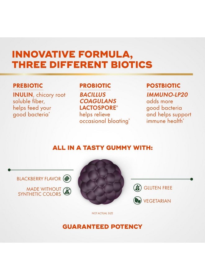 ألاين ألين بروبيوتيك، 3 في 1 حلوى جيلاتينية حيوية، بريبيوتيك + بروبيوتيك + بوستبيوتيك، العلامة التجارية الأولى للبروبيوتيك التي يوصي بها الأطباء‡، تساعد في تخفيف الانتفاخ العرضي*، بنكهة التوت الأسود، 50 حلوى جيلاتينية - Image 3
