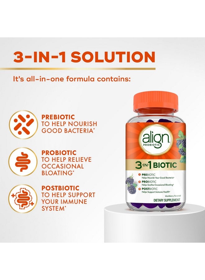 ألاين ألين بروبيوتيك، 3 في 1 حلوى جيلاتينية حيوية، بريبيوتيك + بروبيوتيك + بوستبيوتيك، العلامة التجارية الأولى للبروبيوتيك التي يوصي بها الأطباء‡، تساعد في تخفيف الانتفاخ العرضي*، بنكهة التوت الأسود، 50 حلوى جيلاتينية - Image 2