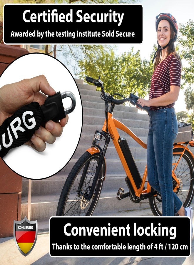 KOHLBURG Security Chain Lock 120 cm Long with 8.3 mm Thick 4-Edge Chain Made of Hardened Special Steel - Secure Bicycle Lock with 4 Keys for E-Bike Bicycle and Motorcycle - Image 2