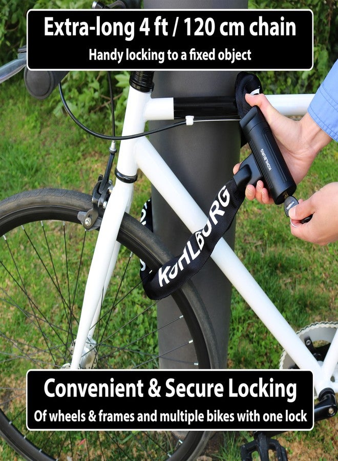 KOHLBURG Security Chain Lock 120 cm Long with 8.3 mm Thick 4-Edge Chain Made of Hardened Special Steel - Secure Bicycle Lock with 4 Keys for E-Bike Bicycle and Motorcycle - Image 4
