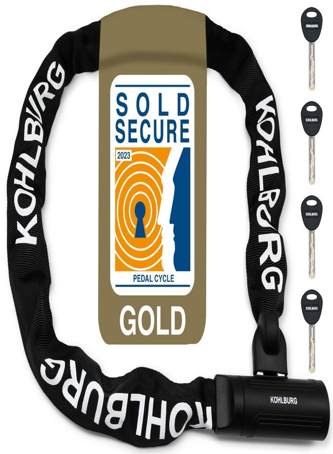 KOHLBURG Security Chain Lock 120 cm Long with 8.3 mm Thick 4-Edge Chain Made of Hardened Special Steel - Secure Bicycle Lock with 4 Keys for E-Bike Bicycle and Motorcycle - Image 1