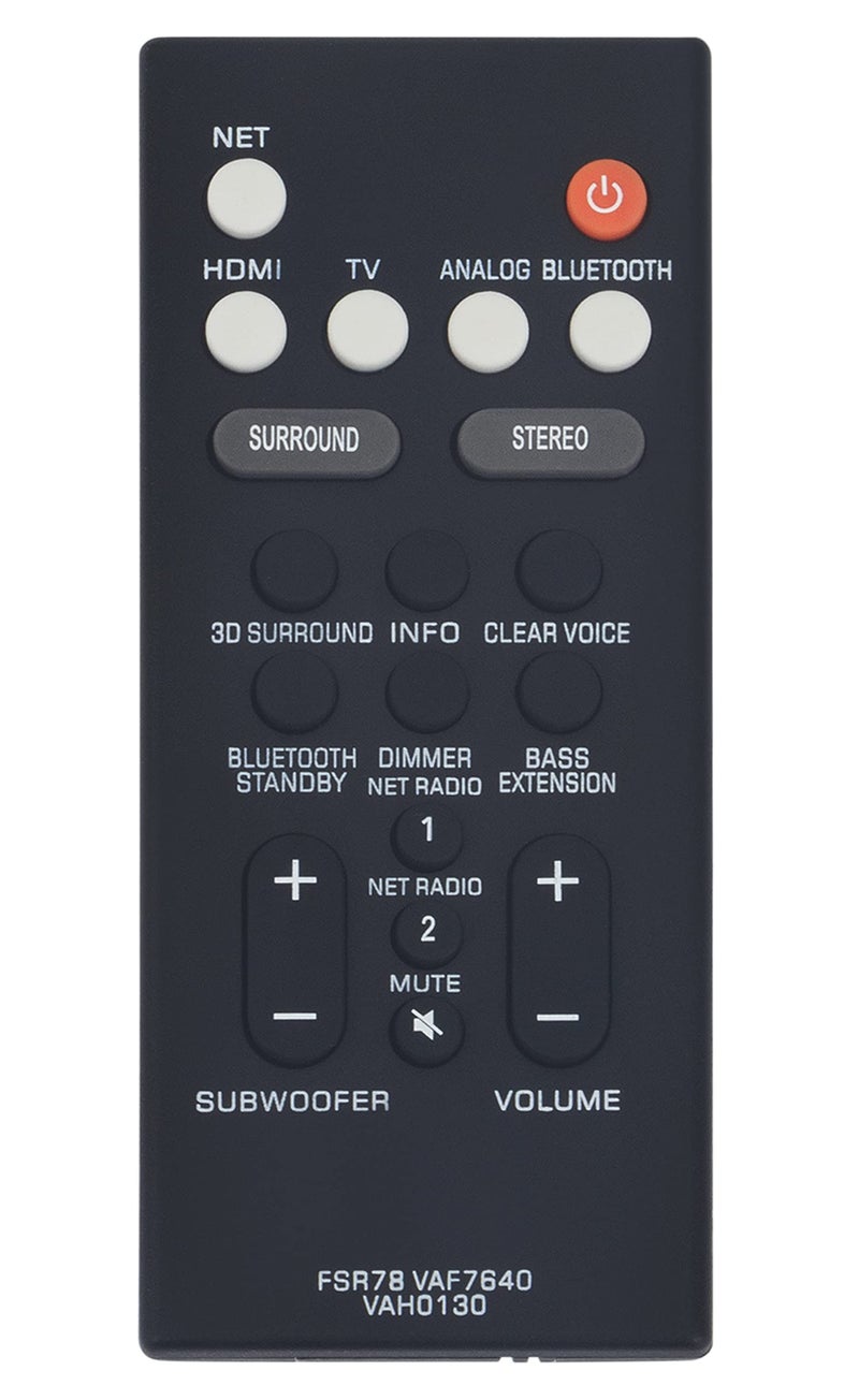 AULCMEET FSR78 Replacement Remote Compatible for Yamaha Front Surround System ATS-1060 ATS-1070 ATS-2070 NS-WSW42 YAS-106 YAS-107 YAS-207 YAS-CU207 ATS-1080 YAS-108 ZV289600 VAF7640 VAH0130