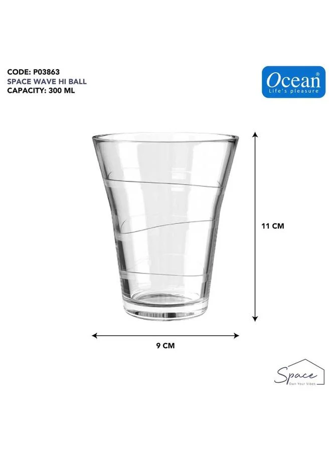 أوشن 6-Piece Space Wave Hi Ball Glass Set, 300ml