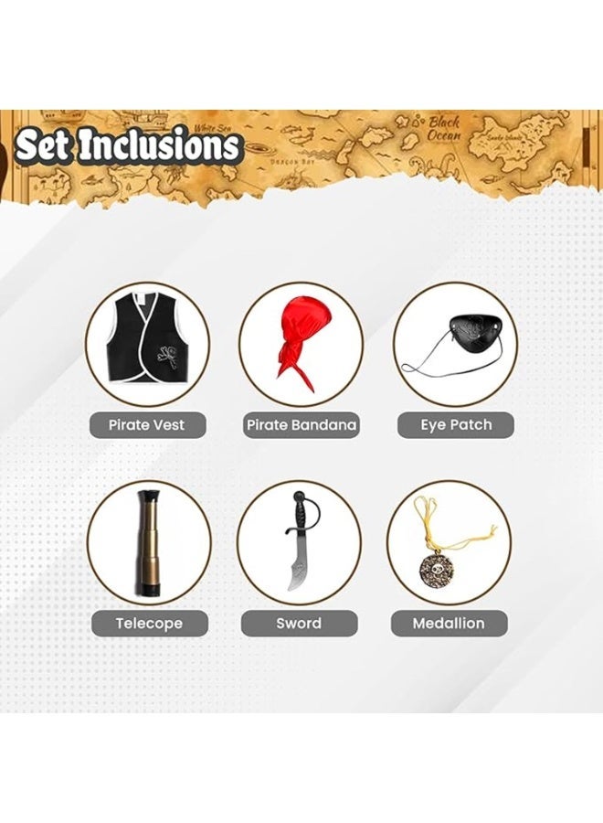 BrainGiggles Pirate Costume Set for Kids Boys | Pirate Outfit for Halloween, Party & Fancy Dress Apparel - Image 4