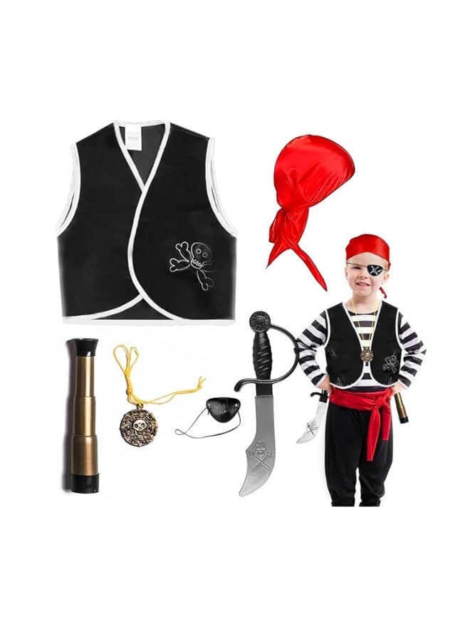BrainGiggles Pirate Costume Set for Kids Boys | Pirate Outfit for Halloween, Party & Fancy Dress Apparel - Image 1