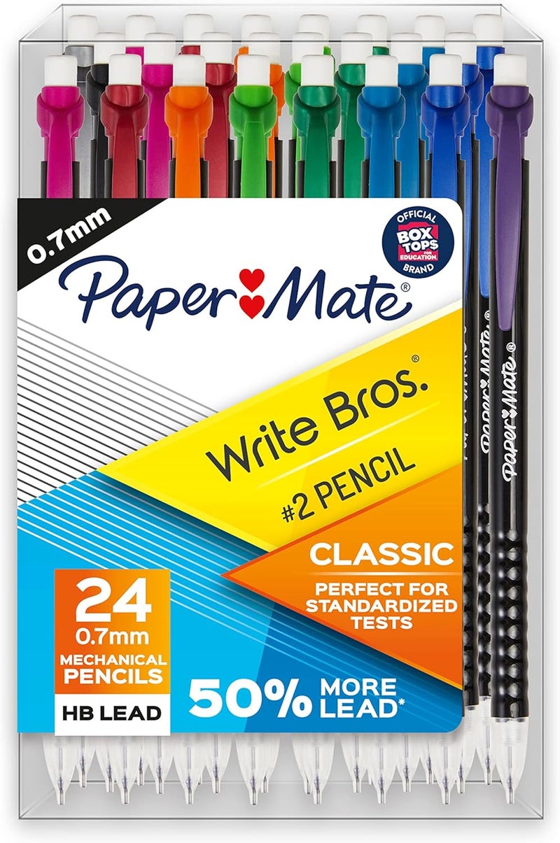 Papermate Mechanical Pencils 0.7mm Write Bros. Classic Number 2 Pencil Set Office Supplies Classroom Supplies Sketching Pencils Drafting Great for Standardized Testing 24 Count - Image 1