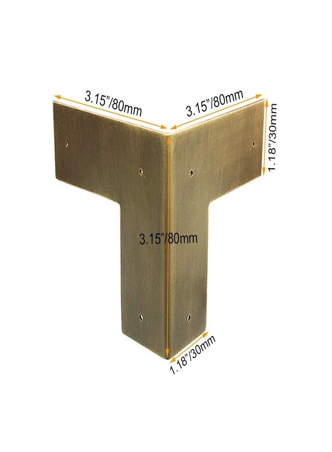 Tiazza 4Pcs Antique Pure Brass Heavy Duty Corner Protectors Braces Classical Furniture Tables and Chairs Cabinet Corner Guard (Antique Bronze) - Image 2
