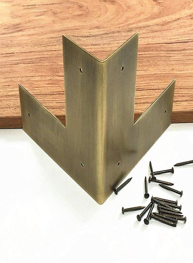 Tiazza 4Pcs Antique Pure Brass Heavy Duty Corner Protectors Braces Classical Furniture Tables and Chairs Cabinet Corner Guard (Antique Bronze) - Image 3