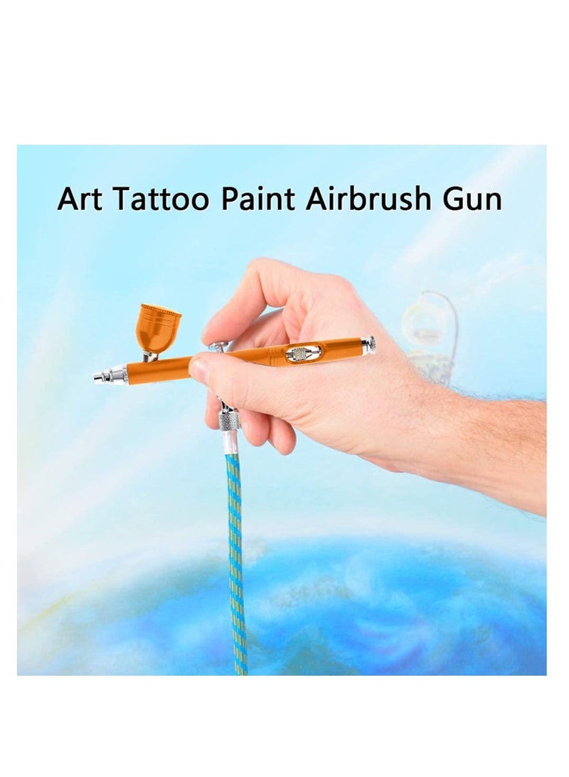 SYOSI طقم رش هوائي 0.3 مم بندقية رش بالوزن الهوائي ضاغط هواء فرشاة رذاذ قطارة + مفتاح أداة نمذجة لرسم الفن تجميل الأظافر ماكياج رسم تزيين الكعك أصفر - Image 3