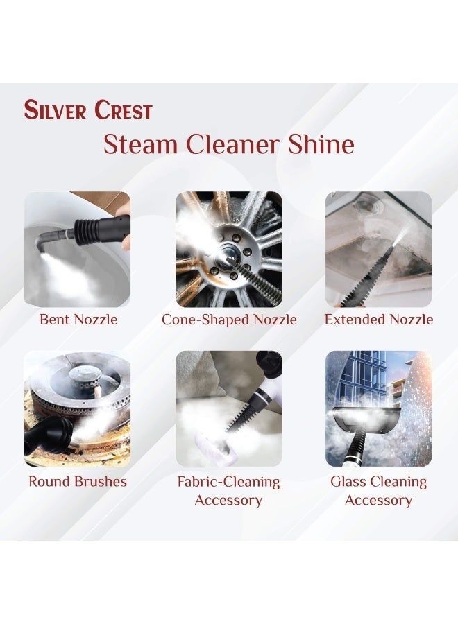 Silver Crest Handheld Steam Cleaner & Sanitizer, 1500W, 450ml with Multiple Attachments for Deep Cleaning & Grease Removal - White/Black - Image 3
