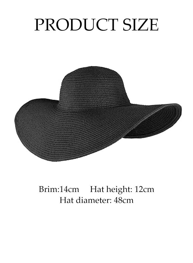 Women Wide Brim Sun Hat, Straw, Floppy Foldable Roll Up, UV Protection, Beach Cap Sun Hat - Image 2