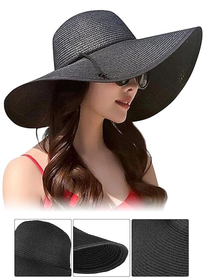 Women Wide Brim Sun Hat, Straw, Floppy Foldable Roll Up, UV Protection, Beach Cap Sun Hat - Image 1