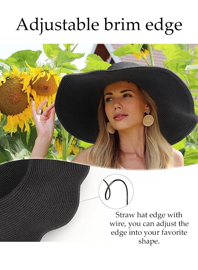 Women Wide Brim Sun Hat, Straw, Floppy Foldable Roll Up, UV Protection, Beach Cap Sun Hat - Image 5