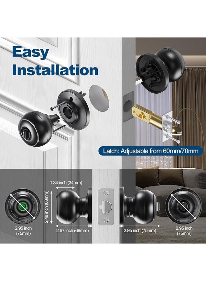 GeekTale smart door knob fingerprint lock, advanced fingerprint door lock, black - Image 5