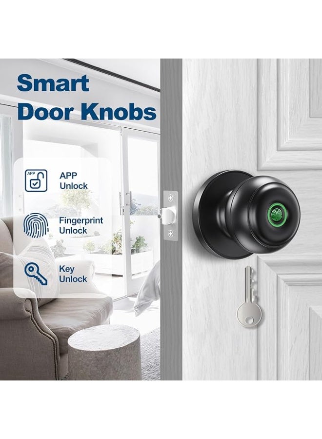 GeekTale smart door knob fingerprint lock, advanced fingerprint door lock, black - Image 2