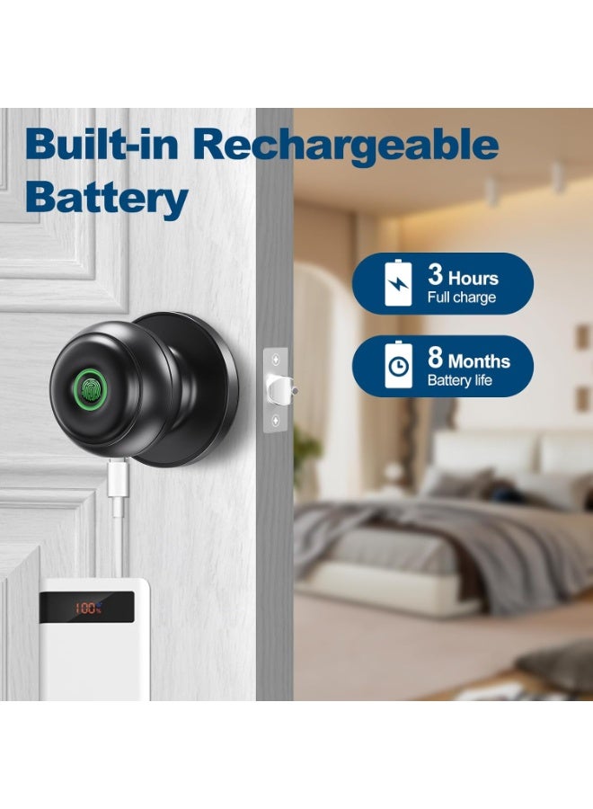 GeekTale smart door knob fingerprint lock, advanced fingerprint door lock, black - Image 4