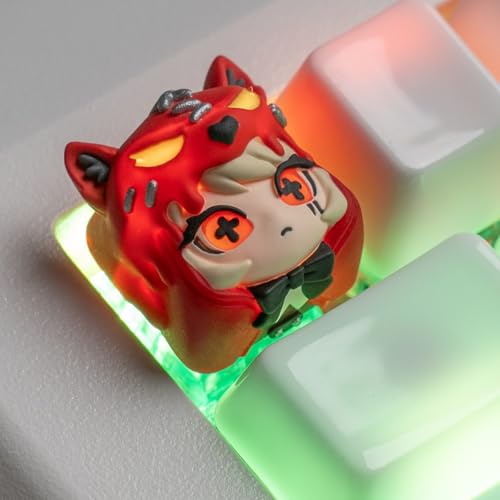 ULTRAEQUIP Artisan Keycaps, Cute Kawaii Red Riding Hood-Keycaps, Shine Through Resin Handmade, Single 1U Replace Key for ESC Key Mechanical Keyboard - Image 1