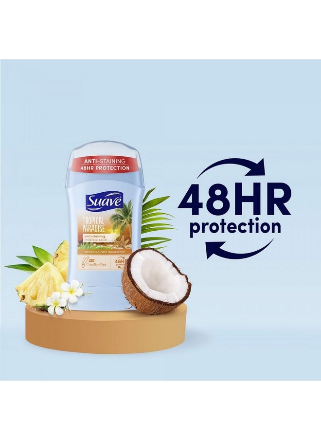 سواف مزيل العرق ومضاد التعرق للنساء، مجموعة متنوعة - Tropical Paradise + Mango & Citrus، صلب غير مرئي، حماية تدوم 48 ساعة، مضاد للبقع، 2.6 أونصة (مجموعة من قطعتين)  - Image 4