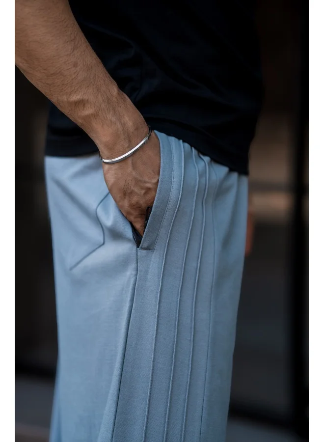 Maniac Maniac Mens Plain 3 line Pleate Light Grey Cotton Trackpant