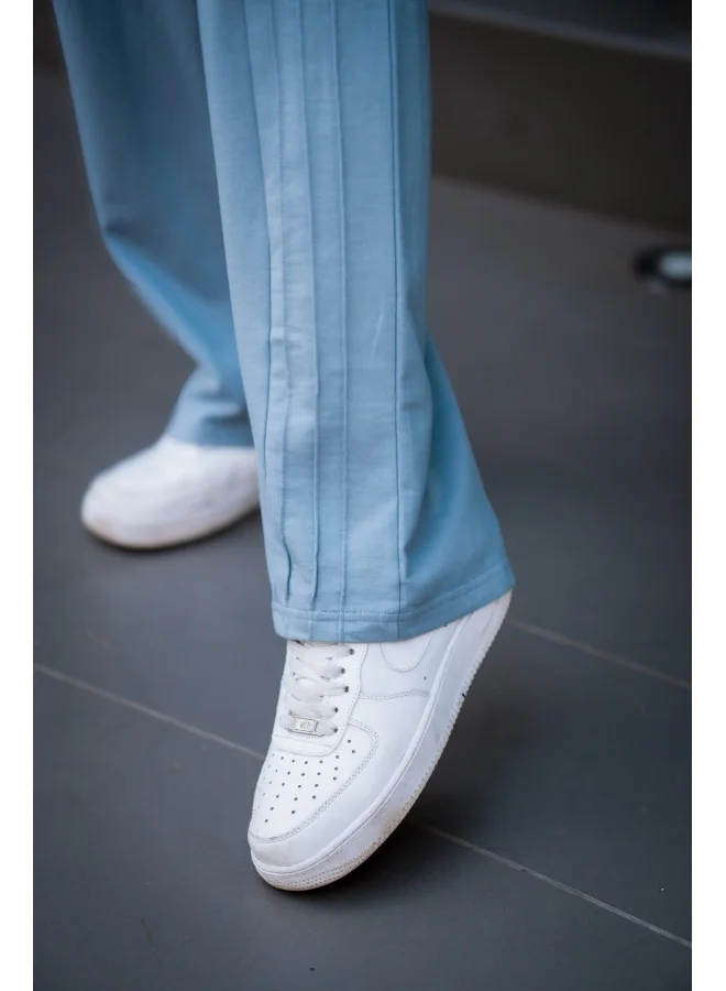 Maniac Maniac Mens Plain 3 line Pleate Light Grey Cotton Trackpant