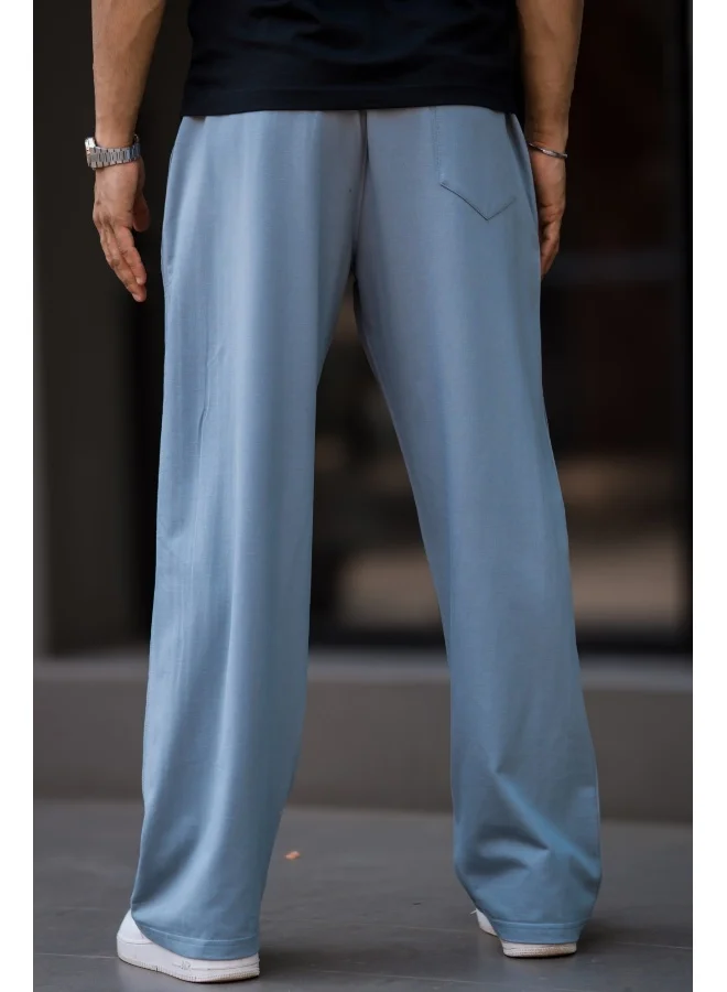 Maniac Maniac Mens Plain 3 line Pleate Light Grey Cotton Trackpant