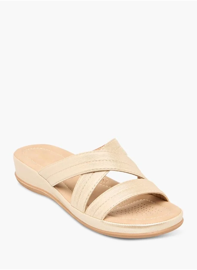 فلورا بيلا من شو إكسبرس Women Textured Cross Strap Slip-On Sandals