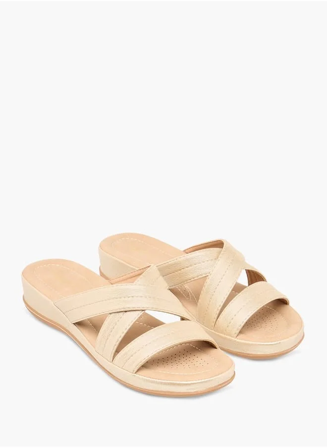 فلورا بيلا من شو إكسبرس Women Textured Cross Strap Slip-On Sandals