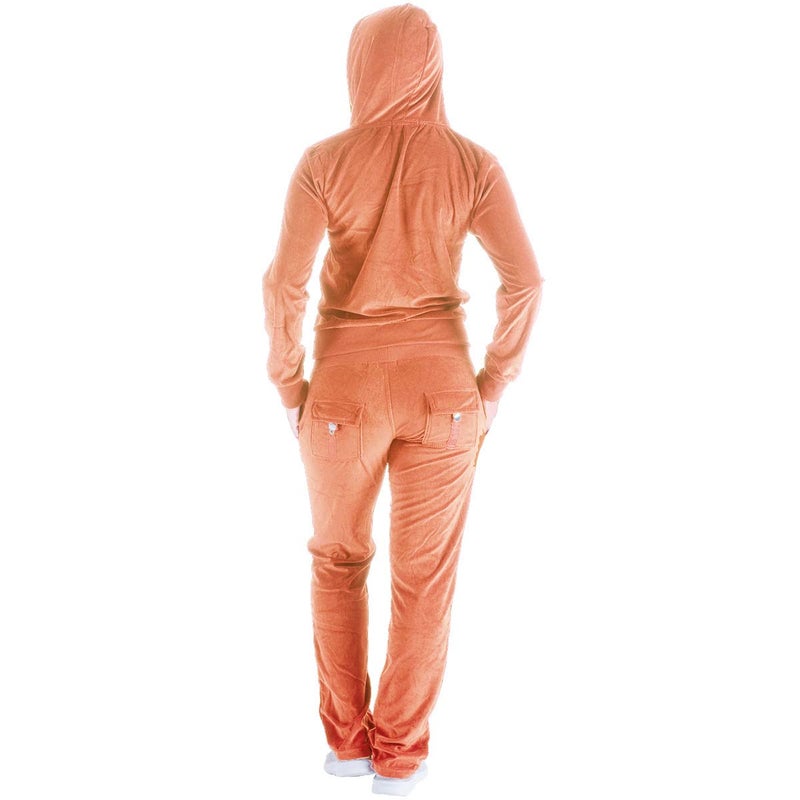 Facitisu Tracksuit for Women Set 2 Piece Joggers Velour Jogging Sweat Outfits Hoodie and Sweatpants Set Orange XL - Image 3