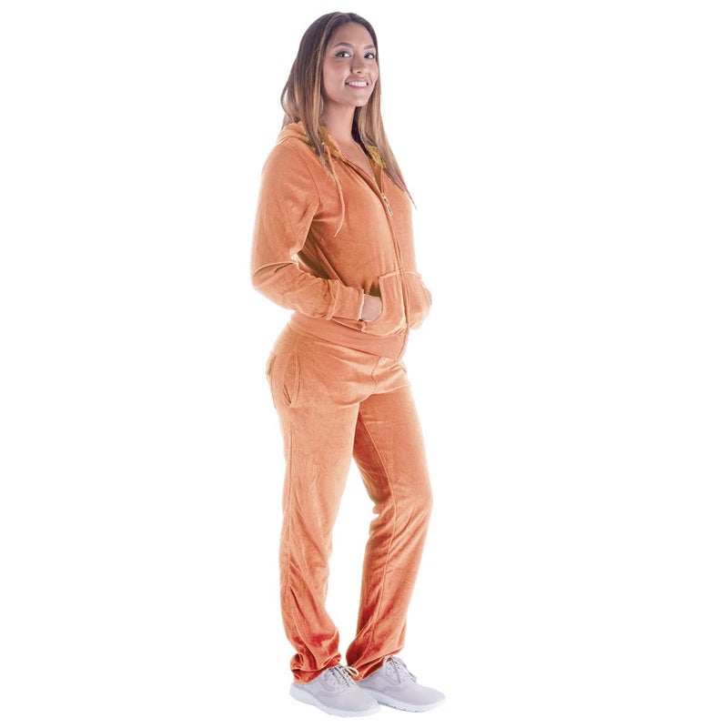 Facitisu Tracksuit for Women Set 2 Piece Joggers Velour Jogging Sweat Outfits Hoodie and Sweatpants Set Orange XL - Image 2