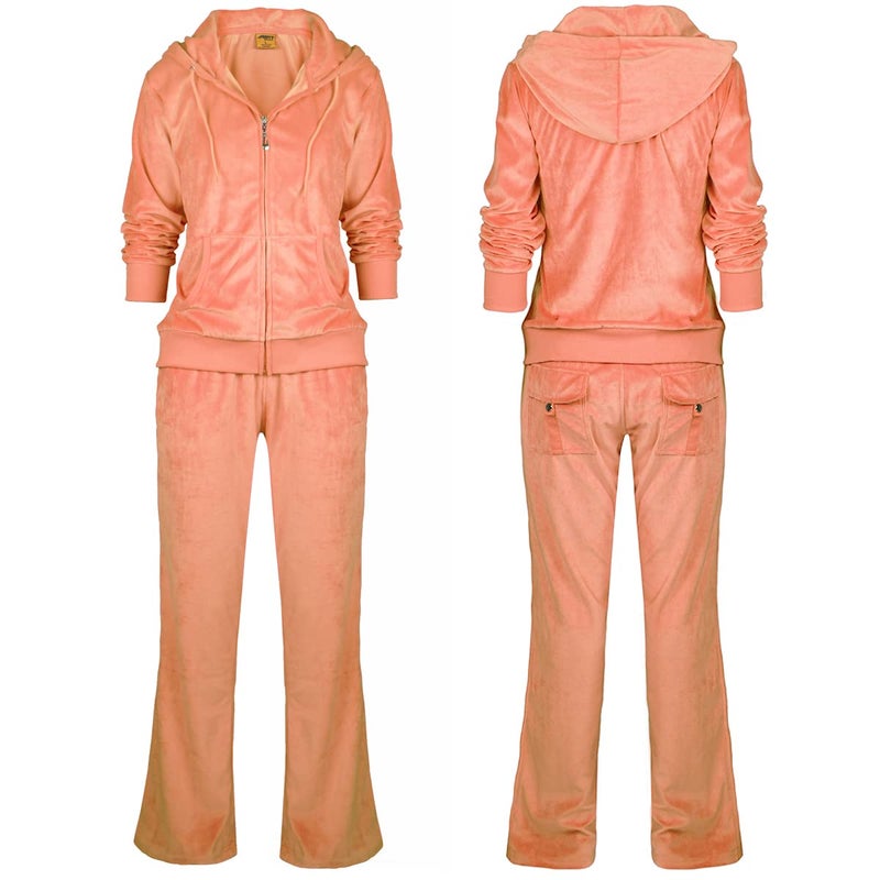Facitisu Tracksuit for Women Set 2 Piece Joggers Velour Jogging Sweat Outfits Hoodie and Sweatpants Set Orange XL - Image 4