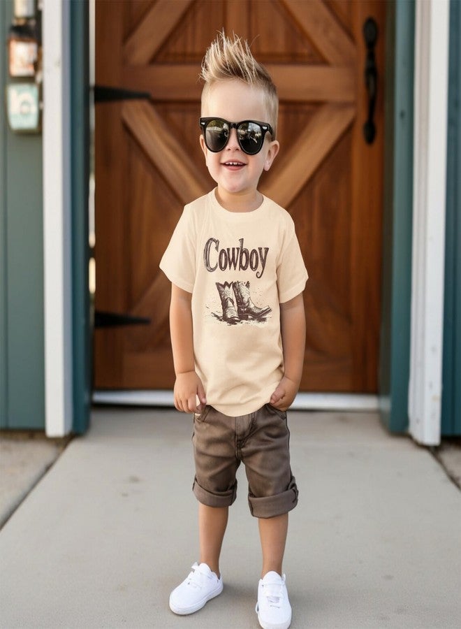 KEKEMI Toddler Baby Boys Cowboy Shirts Western Retro Graphic T Shirt Rodeo Party Outfit Summer Tees Short Sleeve Tops Clothes(Beige,18-24Months) - Image 3