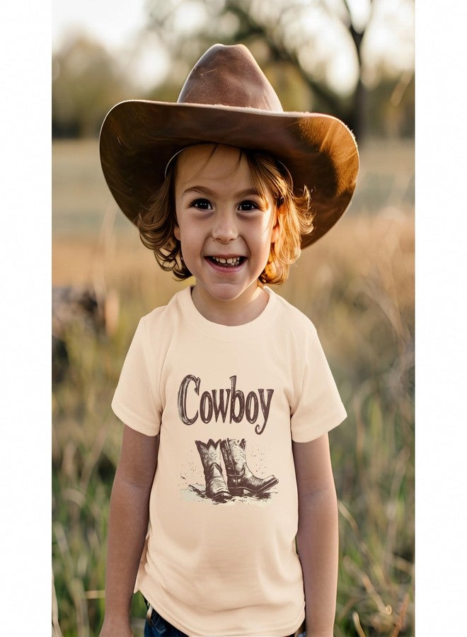 KEKEMI Toddler Baby Boys Cowboy Shirts Western Retro Graphic T Shirt Rodeo Party Outfit Summer Tees Short Sleeve Tops Clothes(Beige,18-24Months) - Image 2