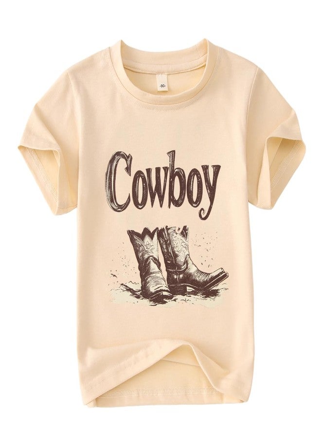 KEKEMI Toddler Baby Boys Cowboy Shirts Western Retro Graphic T Shirt Rodeo Party Outfit Summer Tees Short Sleeve Tops Clothes(Beige,18-24Months) - Image 1